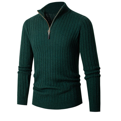 Luxuriöser Rollkragenpullover aus Strick mit Viertelreißverschluss